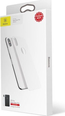 Baseus Гръбен протектор Tempered Glass за iPhone X/Xs Бял