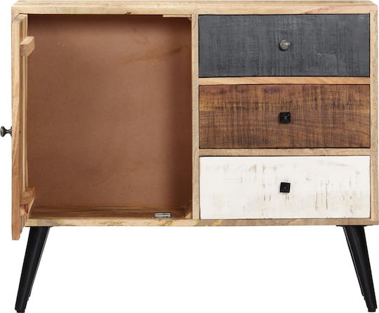 Chest of Drawers of Solid Wood with 3 Drawers 88x30x73cm