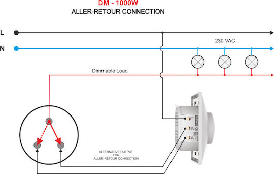 Master Recessed Dimmer Switch with Universal Frame Rotary 1000W in White Colour