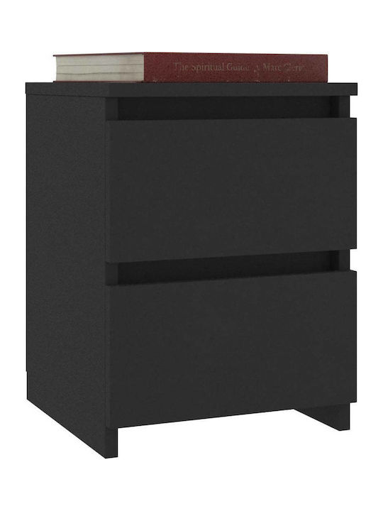 Wooden Bedside Table Black 30x30x40cm