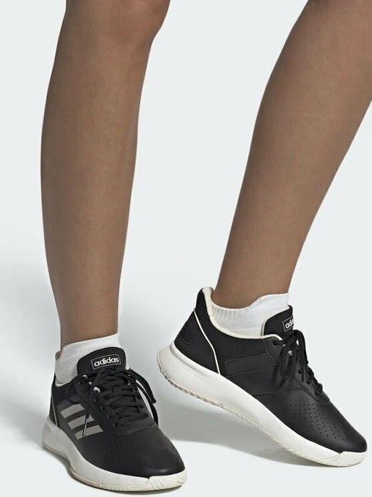 adidas Core Linear Courtsmash Women's Tennis Shoes for All Courts Core Black / Platinum Metallic / Linen