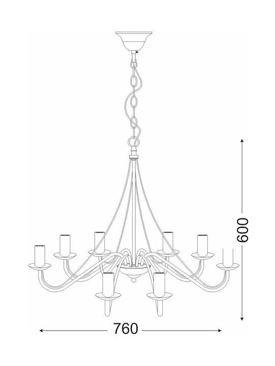 Aca Palmyra Chandelier Candlestick 8xE14 Brown DLA0018