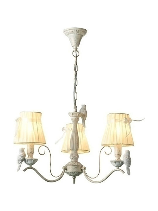 Aca Candelabru 3xE14 Ø58cm cu Abajururi Alb EG166083PW