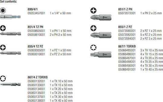 Wera Bit-Safe 43 Universal 1 Set 43 Screwdriver Bits