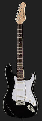 Harley Benton Electric Guitar ST-20 with SSS Pickups Layout, Tremolo, Laurel Fretboard in Black