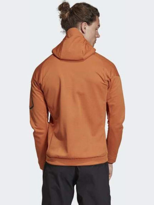 Climaheat Hooded Fleece Ανδρική Ζακέτα Fleece με Κουκούλα Πορτοκαλί