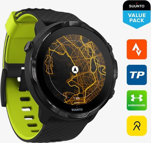 Suunto 7 50мм Водоустойчив Смарт часовник с Пулсомер (Black Lime)