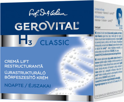 Gerovital H3 Classic Cremă Hidratantă și Anti-îmbătrânire pentru Față de Noapte cu Acid Hialuronic 50ml