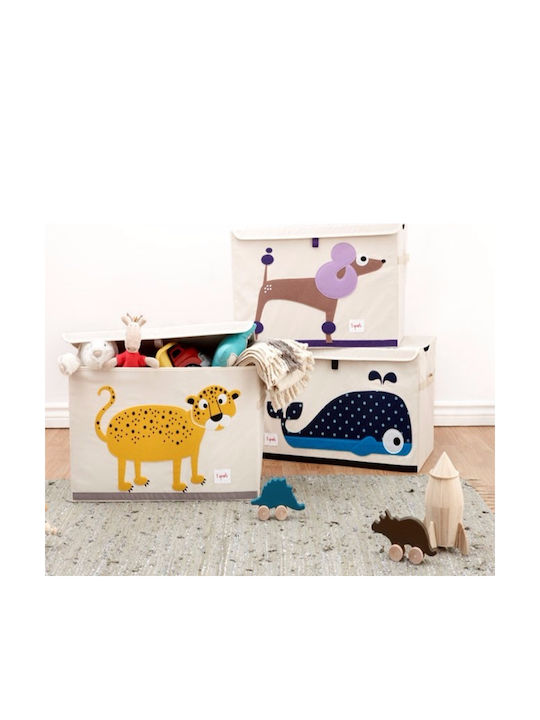 3 Sprouts Children's Folding Storage Box made of Fabric Toy Chest Navy Blue 61x37x38cm 1pcs