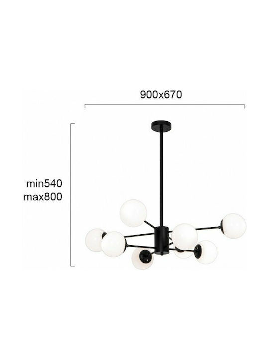 Viokef Anouk Hängelampe Schwarz Kugel für 8 Lampen G9 90x80x80cm.