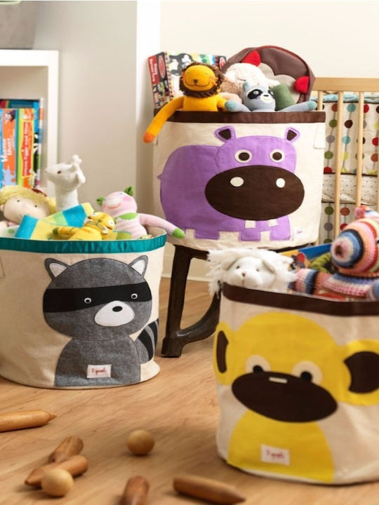 3 Sprouts Children's Storage Basket made of Fabric Bear Brown 43x43x45cm 1pcs
