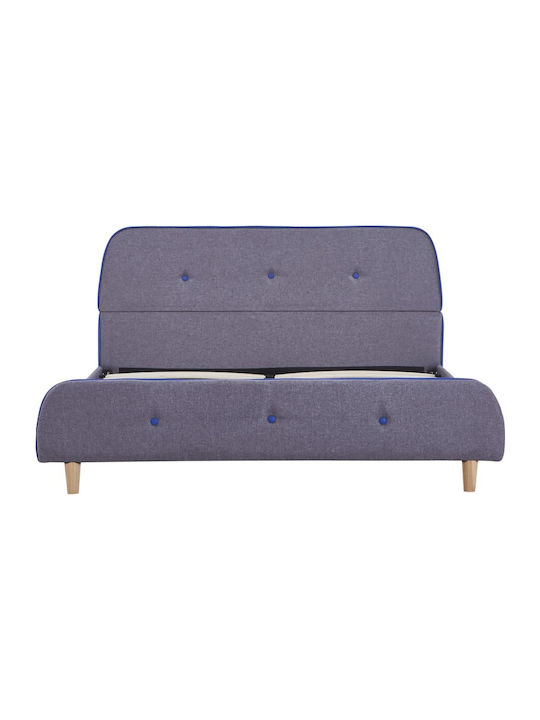 Double Bed Upholstered with Gray Fabric for Mattress 140x200cm