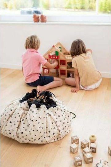 Play&go Kinder Spielmatte aus Stoff Crosses Weiß 140x140cm 1Stück