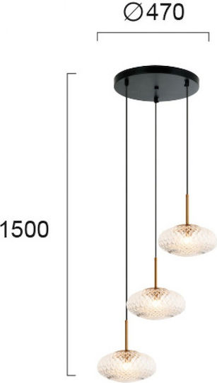 Viokef Ester Κρεμαστό Φωτιστικό Διάφανο με Ντουί G9 47x47x150εκ.