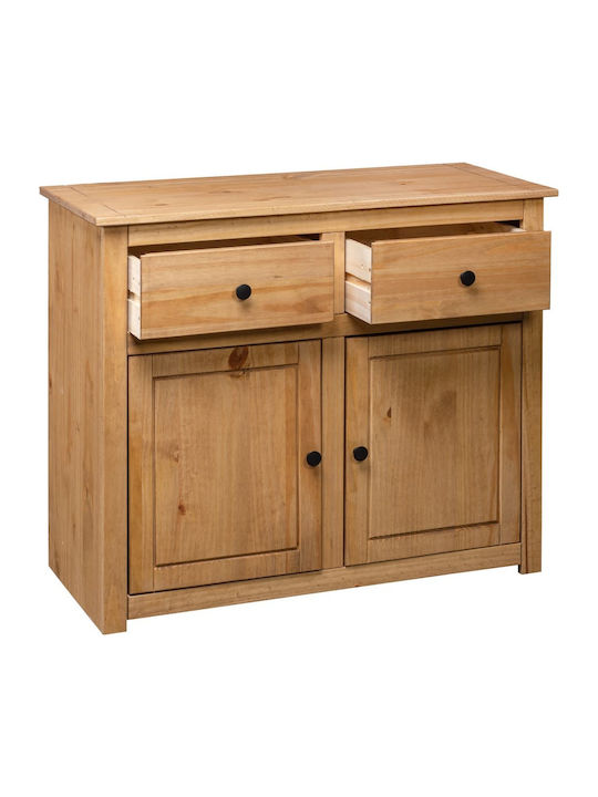Sideboard Panama Made of Solid Wood with Drawers Beige 93x40x80cm
