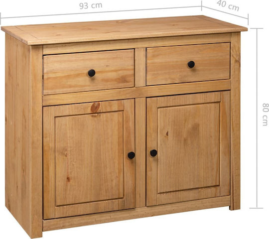 Sideboard Panama Made of Solid Wood with Drawers Beige 93x40x80cm