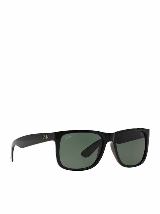 Ray Ban Justin Unisex Sunglasses with Black Plastic Frame and Green Lens RB4165 601/71