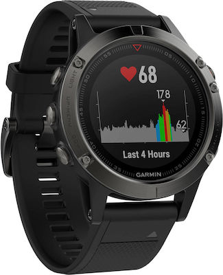 Garmin Fenix 5 Stainless Steel 47mm Waterproof Smartwatch with Heart Rate Monitor (Black)