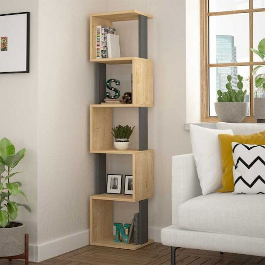 Βιβλιοθήκη Piri Light Oak - Ανθρακί 35x30x161εκ.