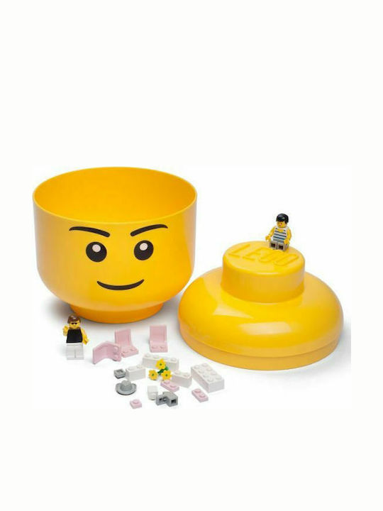 Lego Kids Plastic Toy Storage Box Head Yellow 24x24x27cm