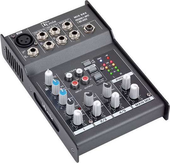 The t.mix Analogmischpult 5 Kanäle mit Phantom Power & 1 XLR-Eingang