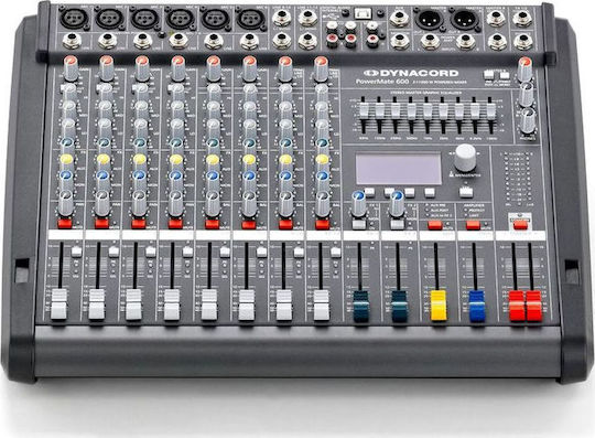 PowerMate 600-3 Selbstverstärkend Analoge Konsole 8 Kanäle mit Phantom Power & 6 XLR-Eingänge