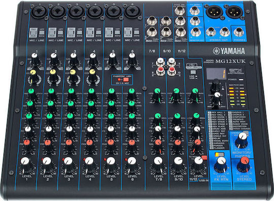 Yamaha MG-12-XUK USB H020.00095 Consolă Analogică 12 Canale cu Putere fantomă & 6 Intrări XLR