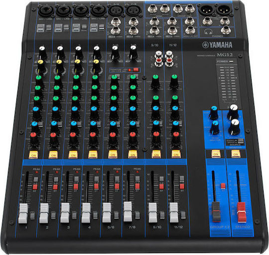 Yamaha MG Series MG-12 Analoge Konsole 12 Kanäle mit Phantom Power & 6 XLR-Eingänge