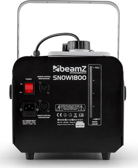 BeamZPro SNOW1800 Schneemaschine 1800W mit Verkabelt Fernbedienung und Möglichkeit zur Verbindung mit einer Lichtkonsole