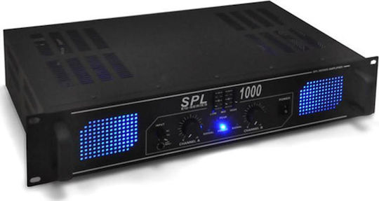 Skytec SPL-1000 PA Power Amplifier 2 Channels 500W/4Ω 350W/8Ω with Cooling System Black