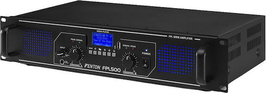 Fenton FPL500 PA Power Amplifier 2 Channels 250W/4Ω with Cooling System Equipped with USB/Bluetooth Black