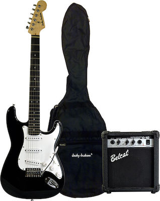 Jacky Jackson ST38 Set Chitară Electrică Stratocaster cu SSS Configurație Doze Negru cu Husă