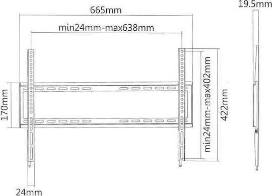 Superior Electronics 37-70 Fixed Extra Slim 188-0044 Wall TV Mount up to 70" and 35kg