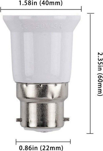 GloboStar Socket Adapter from B22 to E27 in White color Set 1pcs 02227