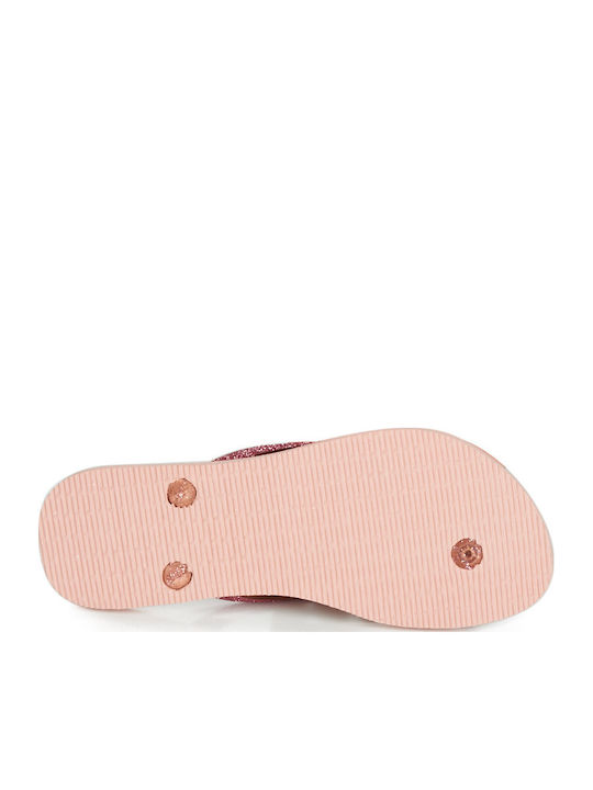 Slim Glitter Women's Flip Flops in Rose Gold Color