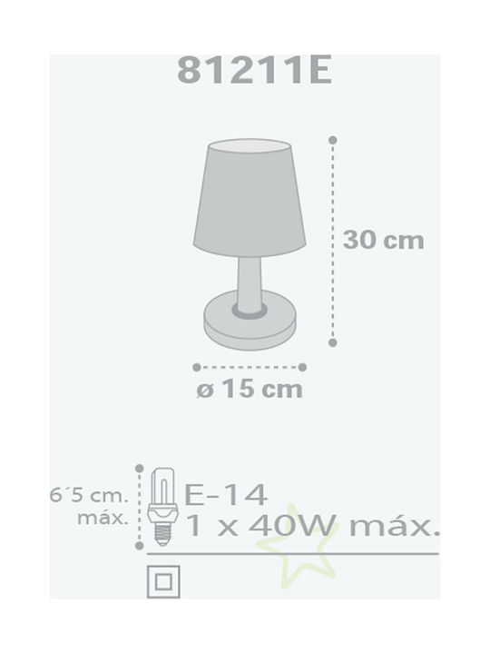 Ango Lampă portabilă pentru copii Stars Gri 15x15x30εκ.