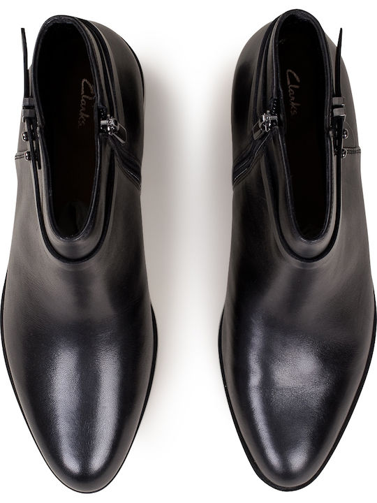 Poise Freya Leather Women's Ankle Boots with Medium Heel Black