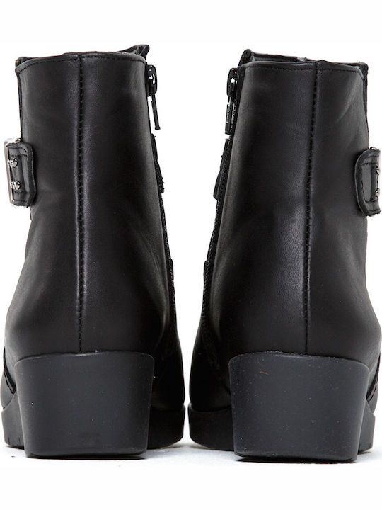 Boxer Leather Women's Ankle Boots Platform Black