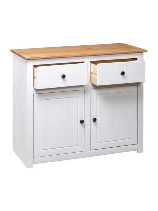 Sideboard Panama made of Solid Wood with Drawers White 93x40x80cm