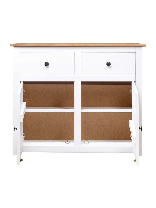 Sideboard Panama made of Solid Wood with Drawers White 93x40x80cm