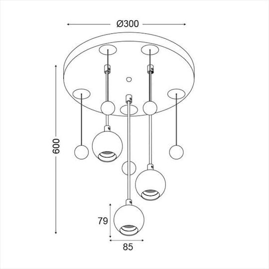 Aca Kids Plastic Chandelier Ceiling Light E27 Bubbles Colorful 40W