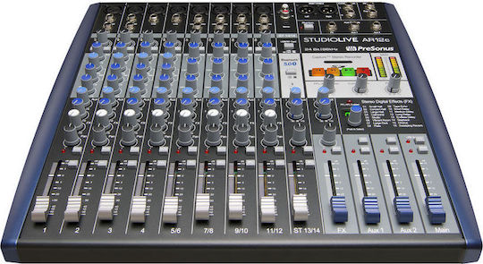 Presonus StudioLive AR12c Consolă Analogică 14 Canale cu Putere fantomă & 8 Intrări XLR & Bluetooth