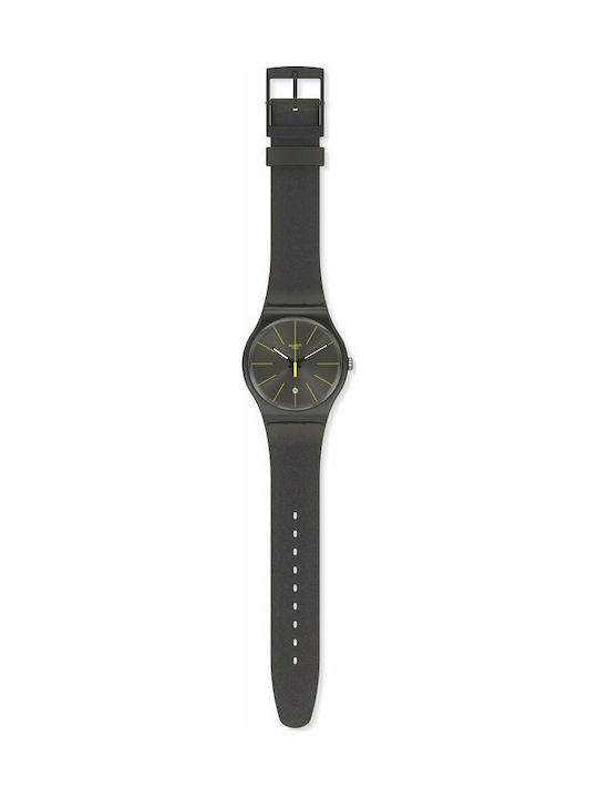 Swatch Charcolazing Battery Watch with Rubber Strap Green