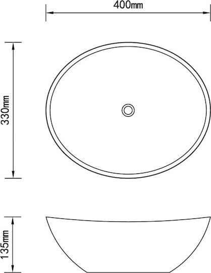 vidaXL Επικαθήμενος Νιπτήρας Κεραμικός 40x33x13.5cm Ασημί