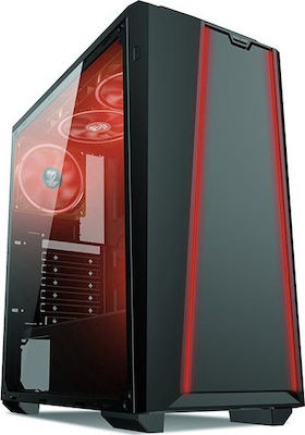 Supercase Predator PR08A Gaming Midi Tower Κουτί Υπολογιστή με Πλαϊνό Παράθυρο και RGB Φωτισμό Μαύρο