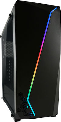 LC-Power Gaming 700B Hexagon Midi Tower Computer Case with Window Panel and RGB Lighting Black