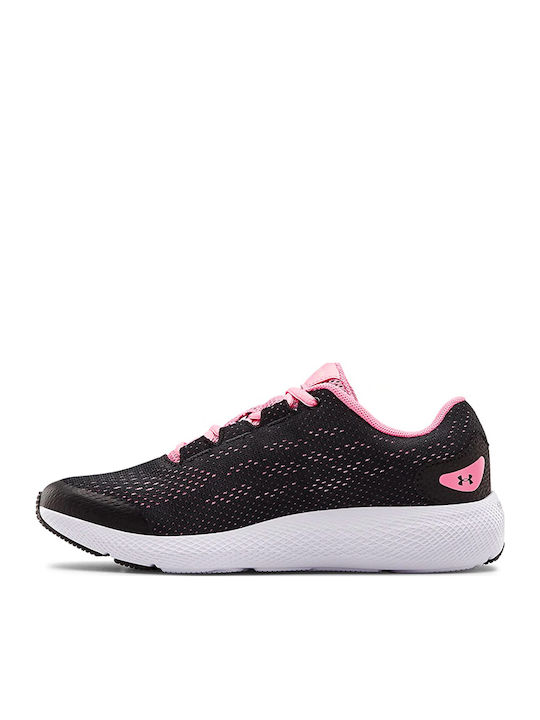 Grade School UA Charged Pursuit 2 Kids Sports Shoes Running with Laces Black