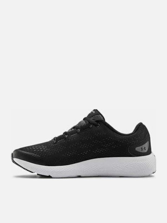 Grade School UA Charged Pursuit 2 Kids Sports Shoes Running with Laces Black