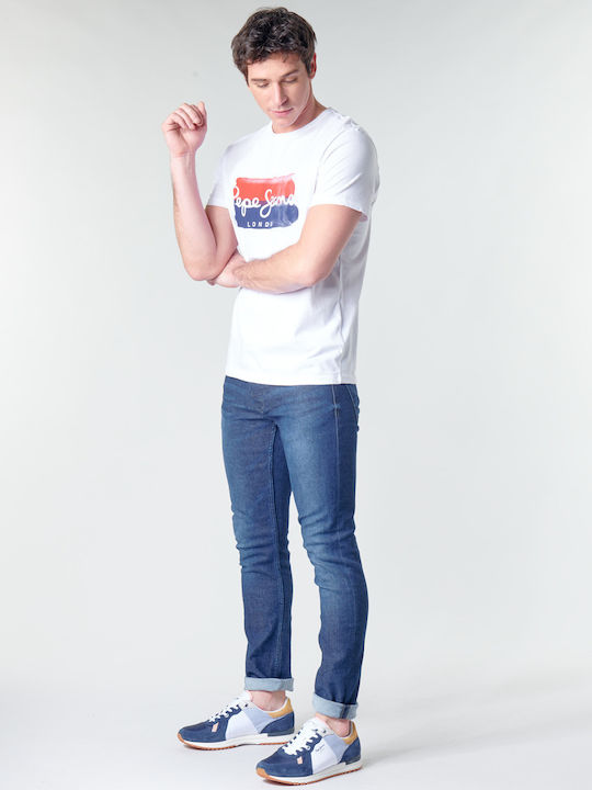 Pepe Jeans Milborn T-shirt Bărbătesc cu Mânecă Scurtă Alb