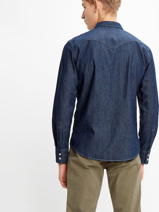Barstow Western Standard Langärmlig Jeans Hemd Blau